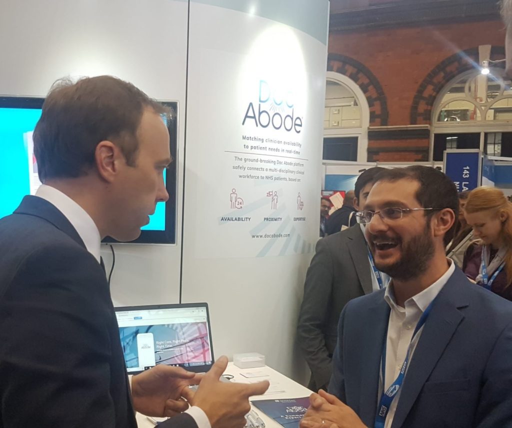 Secretary of State for Health and Social Care Matt Hancock and Taz Aldawoud of Doc Abode